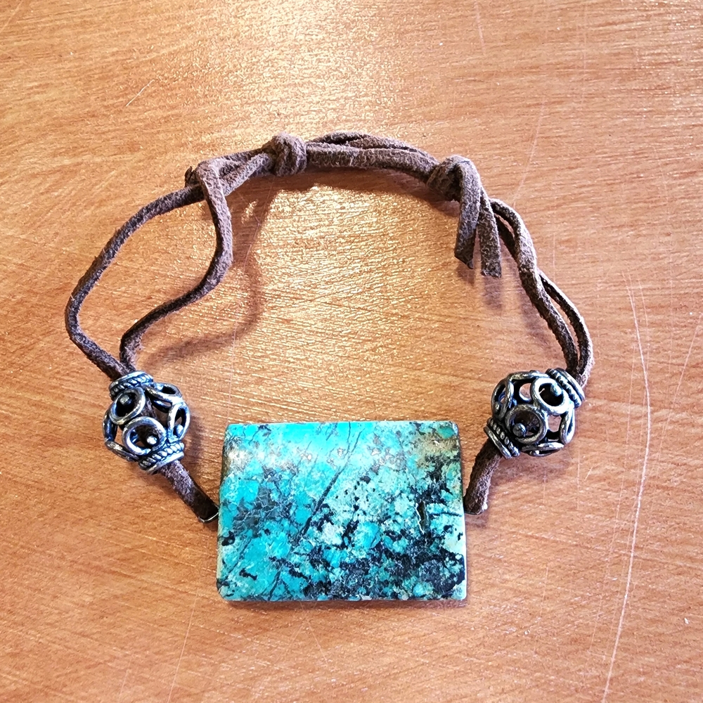 Vintage Turquoise and Leather Bracelet